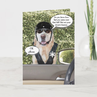 Customizable Funny Dog Motorcycle Cop Birthday Card