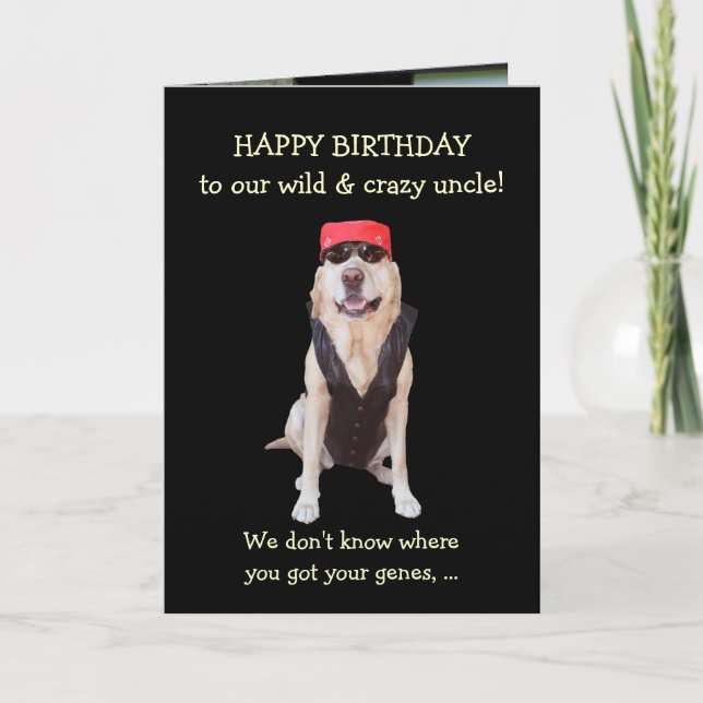 Customizable Funny Dogs Rebel Male Birthday Card (Front)