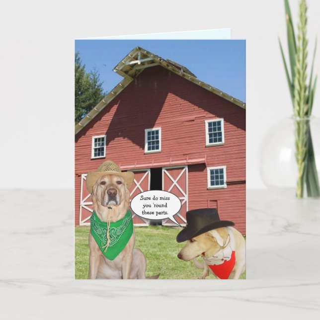 Customizable Funny Dogs We Miss You Card (Front)