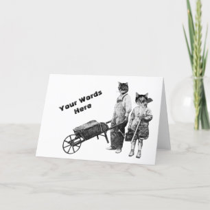 Customizable Funny Gardening Cats Card