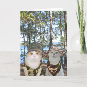 Customizable Funny Hunter Cats/Kitties Anniversary Card