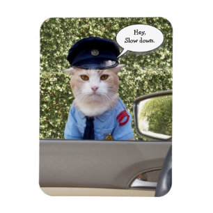 Customizable Funny Officer Cat Magnet