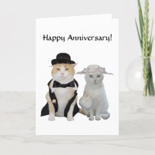 Customizable Funny,Pretty Cats/Kitties Anniversary Card