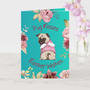Customizable Funny Pug Easter Greeting Card