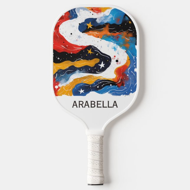 Customizable Galaxy-Inspired Cosmic Abstract  Pickleball Paddle (Front)