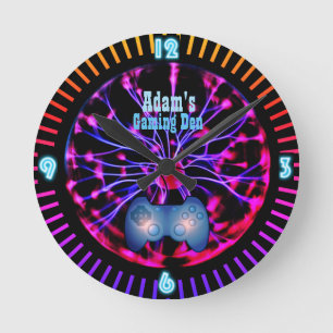 Customizable GAMING Gamers DEN Room Clock Neon