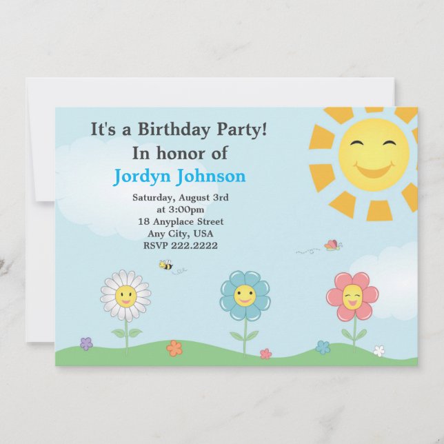 Customizable Garden Birthday Party Invitation (Front)