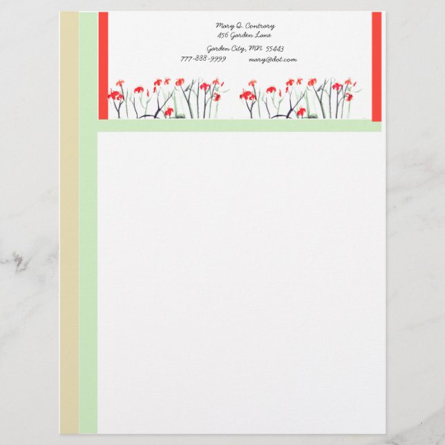 Customizable Garden Letterhead Template 1 (Front)