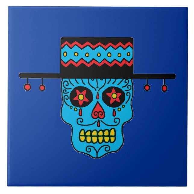 Customizable Gaucho Sugar Skull Tile (Front)