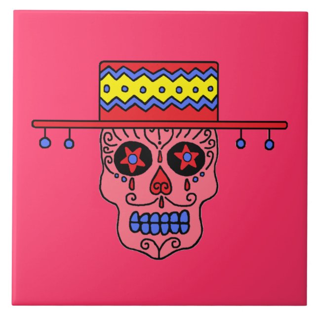 Customizable Gaucho Sugar Skull Tile (Front)