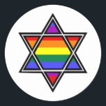 Customizable Gay Pride Rainbow Star of David Classic Round Sticker<br><div class="desc">Customizable Gay Pride Rainbow Star of David</div>