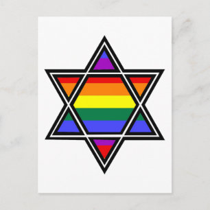 Customizable Gay Pride Rainbow Star of David Postcard