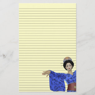 Customizable Geisha Stationery - optional lines