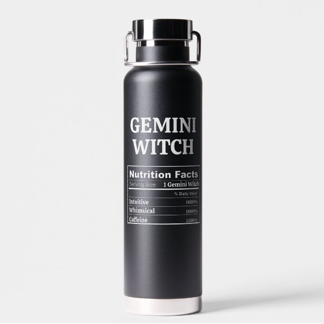 Customizable Gemini Gift Zodiac Astrology Witchy Water Bottle (Back)