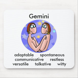 Customizable Gemini traits with Cute Cartoon Twins Mouse Pad