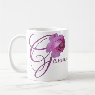 Customizable Gemma name pink rose flowers boho  Coffee Mug