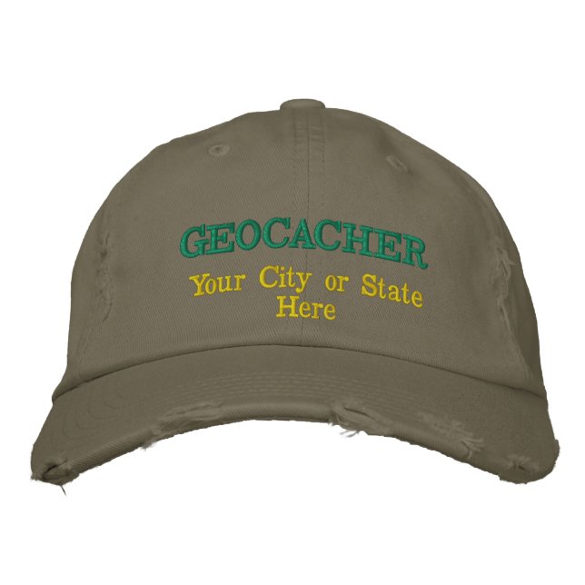 Customizable Geocacher's City or State Embroidered Hat (Front)