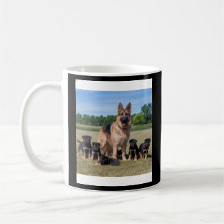 Customizable German Shepherd with Adorable Puppies Coffee Mug