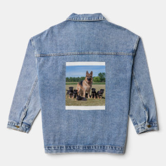 Customizable German Shepherd with Adorable Puppies Denim Jacket