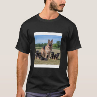 Customizable German Shepherd with Adorable Puppies T-Shirt