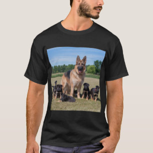 Customizable German Shepherd with Adorable Puppies T-Shirt