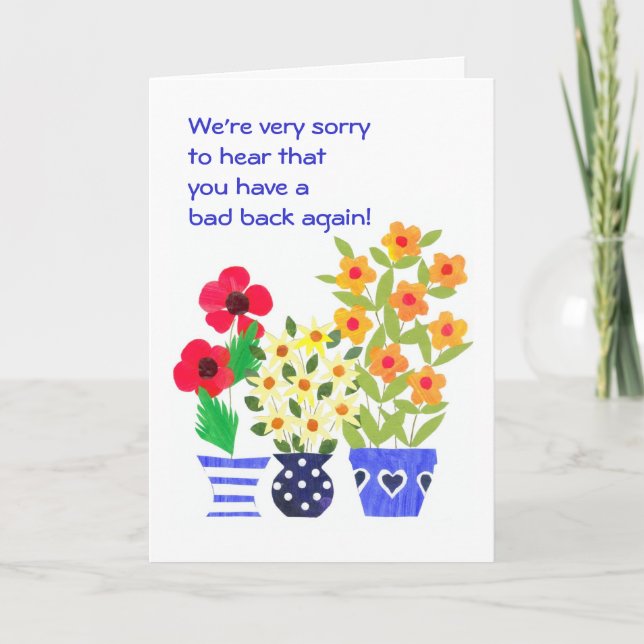 Customizable Get Well Card for a Back Patient (Front)