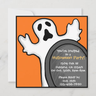 Customizable ghostly grave orange invitations
