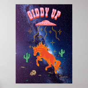 Customizable Giddy Up Galaxy Horse Alien Abduction Poster