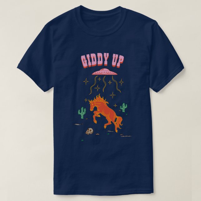 Customizable Giddy Up  Horse UFO  Abduction T-Shirt (Design Front)