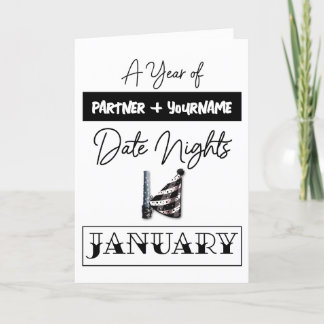 Customizable gift card for a January date night