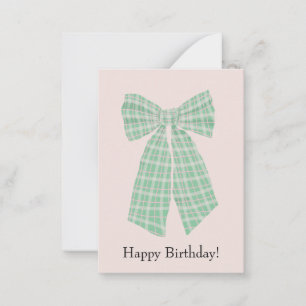 Customizable Gingham Coquette Bow Blush Birthday Card