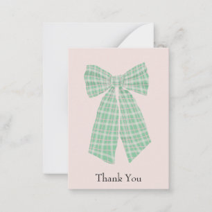 Customizable Gingham Coquette Bow Blush Thank You Card