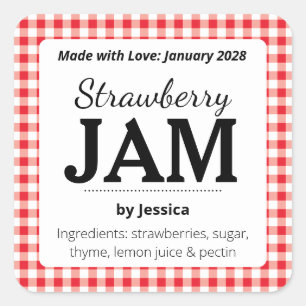 Customizable Gingham Jelly Label