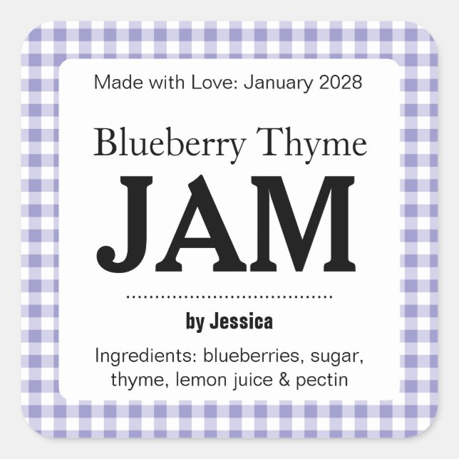 Customizable Gingham Jelly Label (Front)