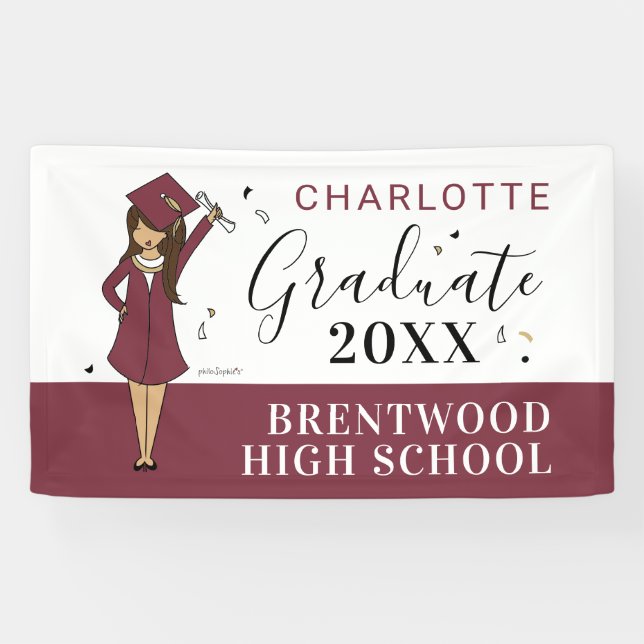 Customizable Girl Avatar | High School Graduation  Banner (Horizontal)