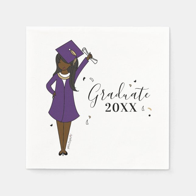Customizable Girl Avatar | High School Graduation Napkin (Front)