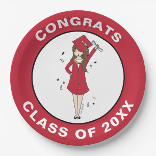 Customizable Girl Avatar   High School Graduation  Paper Plate