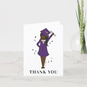 Customizable Girl Avatar   High School Graduation Thank You Card