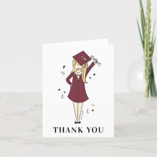 Customizable Girl Avatar   High School Graduation  Thank You Card
