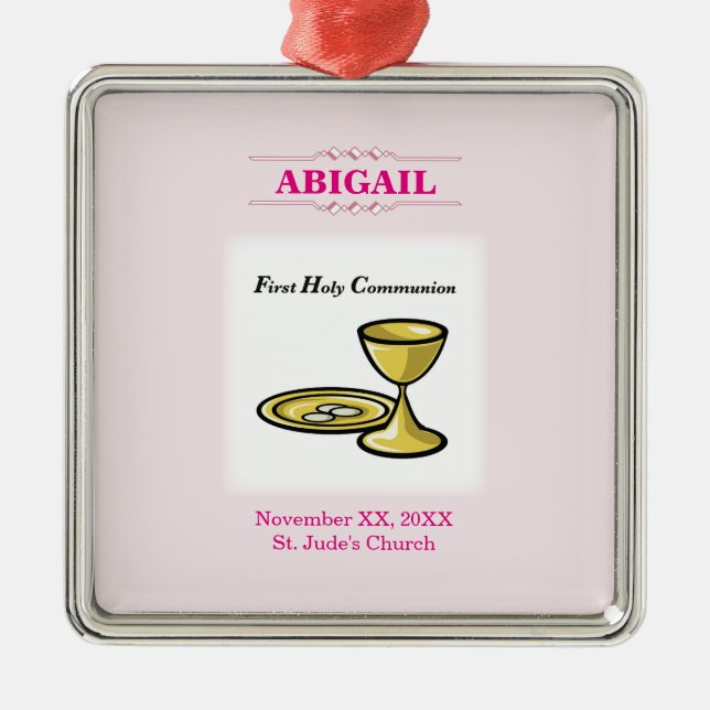 Customizable, Girl Communion Body and Blood Metal Ornament (Front)