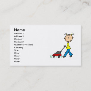Customizable Girl Mowing Lawn Business Cards