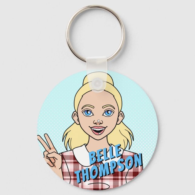 Customizable Girl School Student Name Keychain (Front)