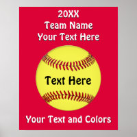 Customizable Girls Softball Team Posters
