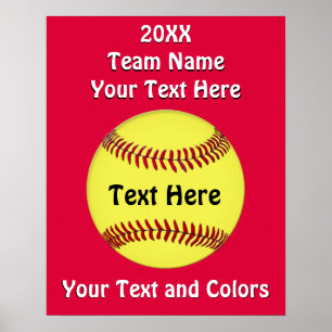 Customizable Girls Softball Team Posters