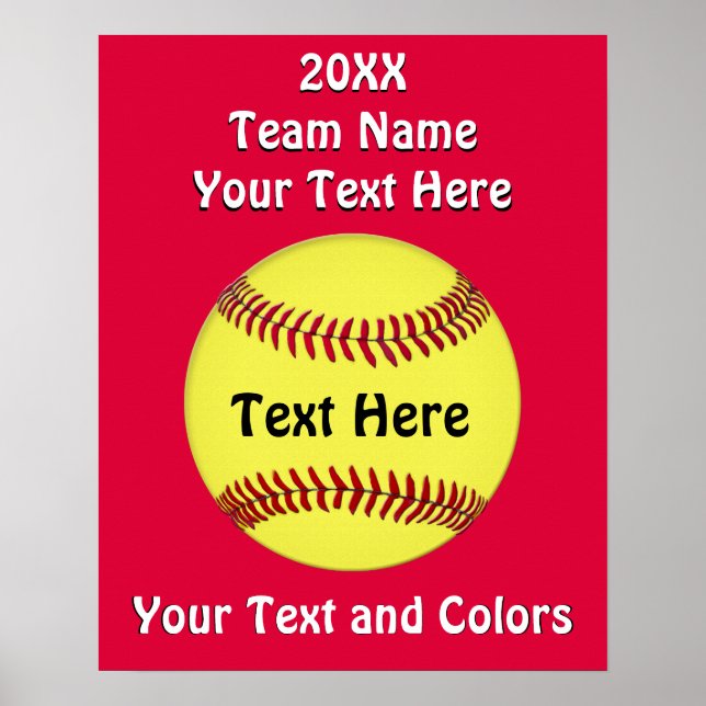 Customizable Girls Softball Team Posters (Front)