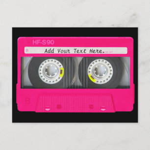 Customizable Girly Pink Cassette Tape Postcard