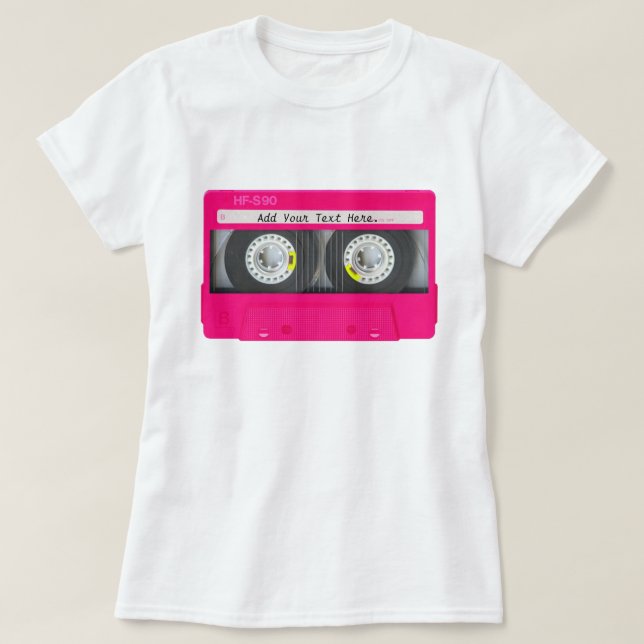 Customizable Girly Pink Cassette Tape T-Shirt (Design Front)
