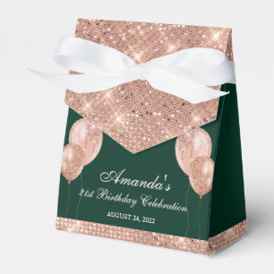 Customizable Glam Emerald Green and Rose Gold Favor Box