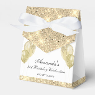 Customizable Glam Gold and White Favor Box