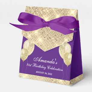 Customizable Glam Purple and Gold Favor Box